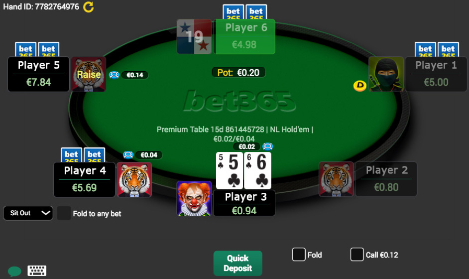 ลักษณะการเล่นเกม poker ที่ bet365